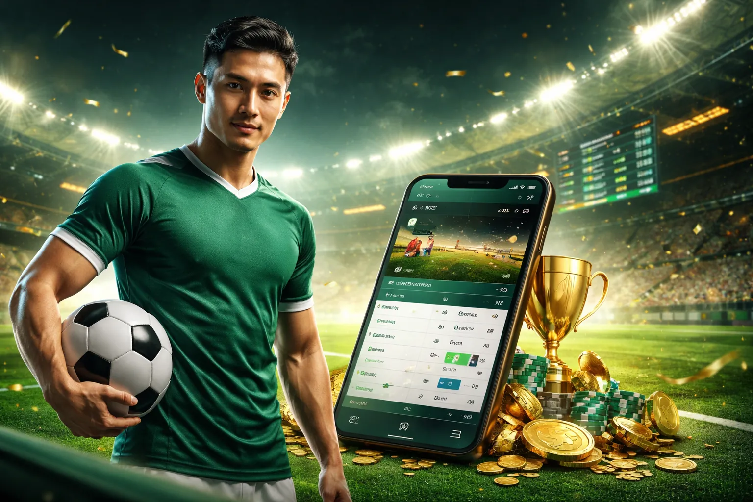 Sân vận động bóng đá với giao diện cá cược thể thao của 69vin app ios